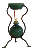 oil lamp diffuser combination with forged iron base, difusor con lampara de aceite en base de hierro forjado