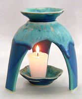 three footed diffuser for aromatherapy mith prayer candle, difusor tripode para aromaterapia con veladora