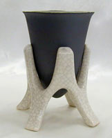 bullet shaped vase in stoneware with ceramic base, florero bala con base ceramica en gress