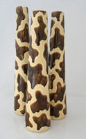 set of 3 stoneware vases with animal print, juego de tres floreros espagueto con acabado girafa