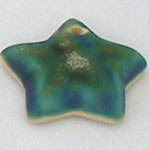 tapered ceramic star bead bluie and green, cuenta de estrella con chaflan azul y verde