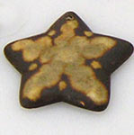 tan and brown ceramic star bead, cuenta colores tierra en gress