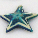poiny blue ceramic star bead, estrella azul ceramica pontiaguda
