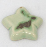 tapered ceramic star bead white and green, cuenta de estrella con chaflan blanco y verde