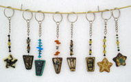 key chain with ceramic bead and cristals or stones, llaveros con cuenta ceramica y piedras o cristales