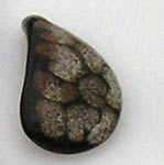 black and brown spoted thongue shaped ceramic bead, cuenta ceramica de lengua en cafe y negro con manchas