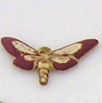 red ceramic moth bead, cuenta de palomilla ceramica rosa
