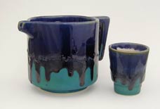 ceramic small pitcher and glass, jarra chica con vaso en ceramica
