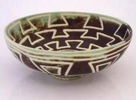 ceramic salad bowl with precolumbian decoration, ensaladera ceramica con decoracion prehispanica